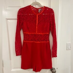 ASOS Vibrant Red Lace Romper